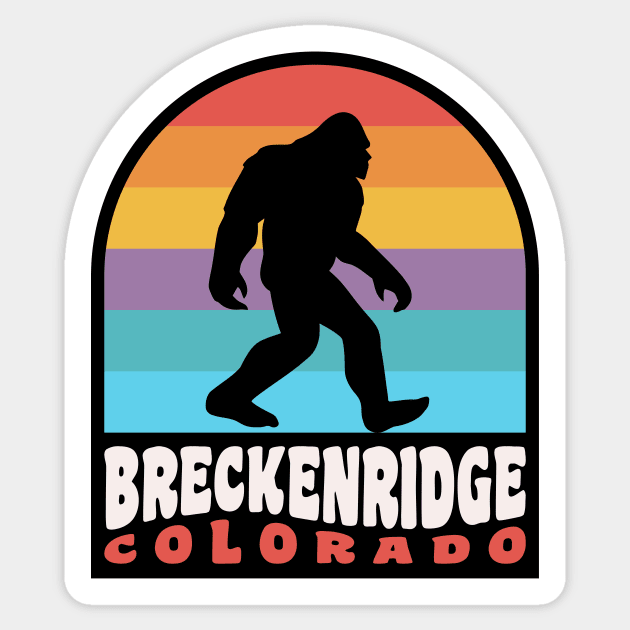 Breckenridge Colorado Bigfoot Sasquatch Retro Sunset Sticker by PodDesignShop